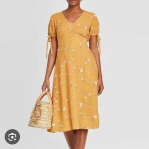 Universal Thread Mustard Floral Midi Dress
